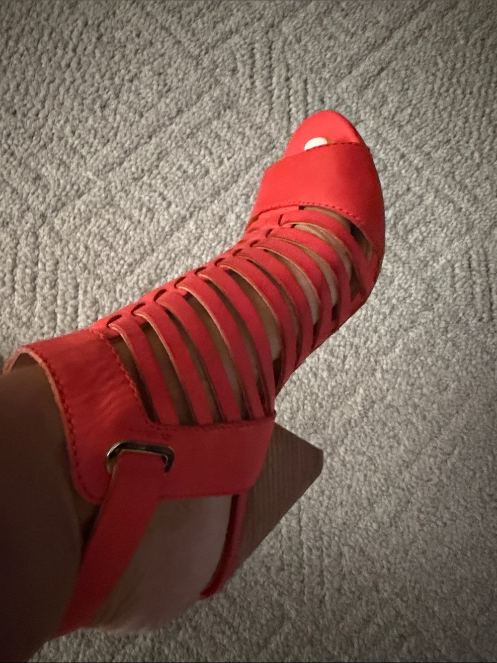 Vince Camuto Red Strappy Cone Heel Sandals